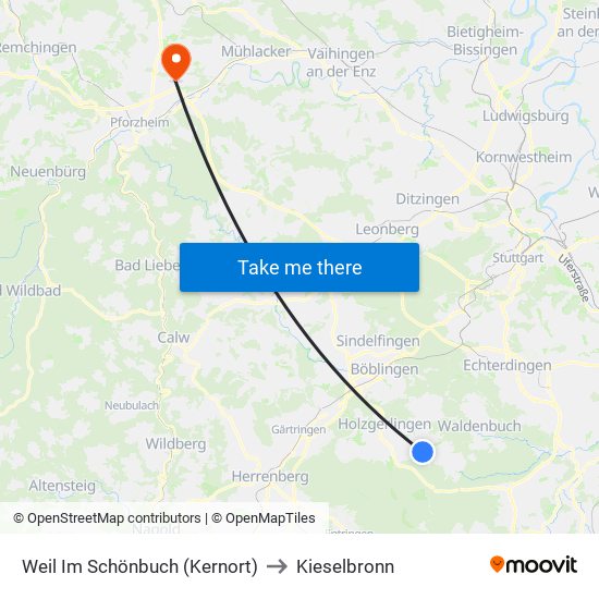 Weil Im Schönbuch (Kernort) to Kieselbronn map
