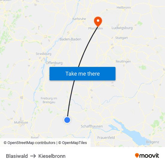 Blasiwald to Kieselbronn map