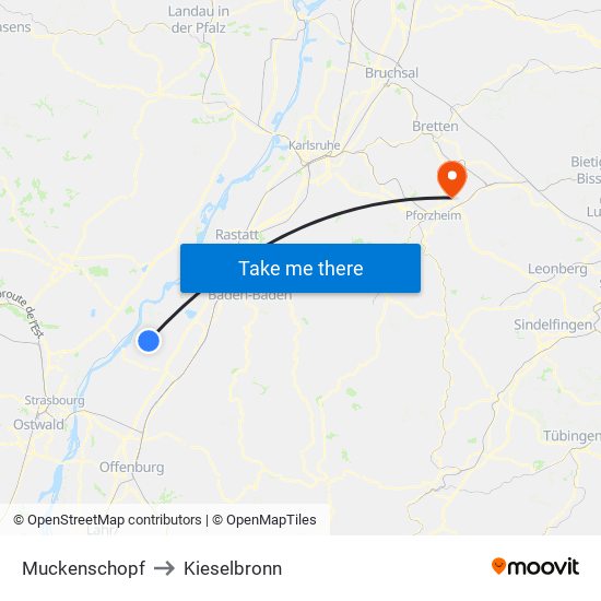 Muckenschopf to Kieselbronn map