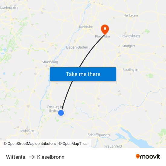 Wittental to Kieselbronn map