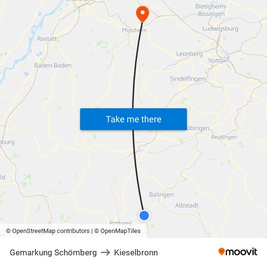Gemarkung Schömberg to Kieselbronn map