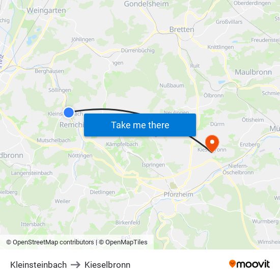 Kleinsteinbach to Kieselbronn map