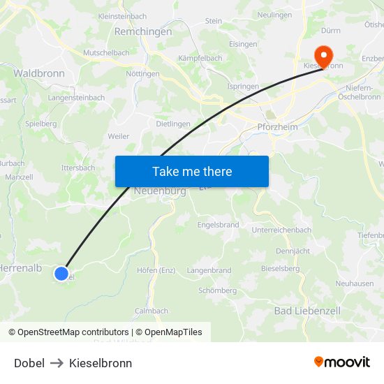 Dobel to Kieselbronn map