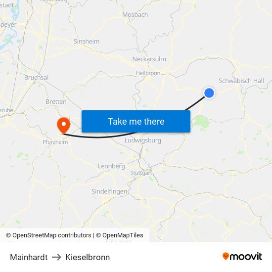 Mainhardt to Kieselbronn map