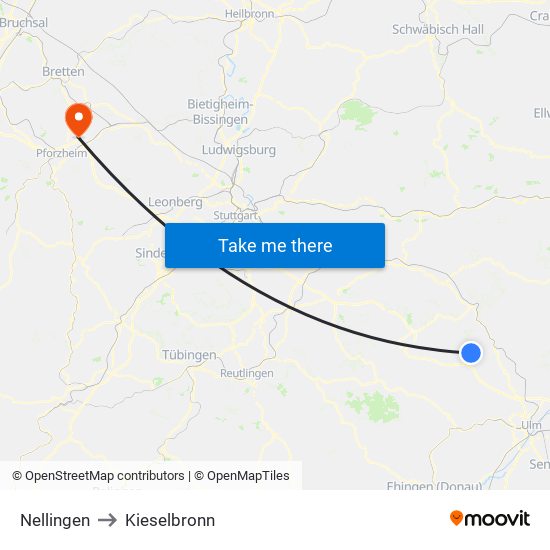 Nellingen to Kieselbronn map