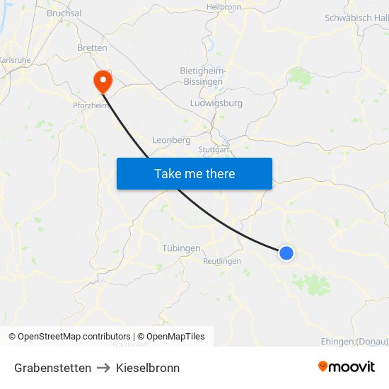 Grabenstetten to Kieselbronn map