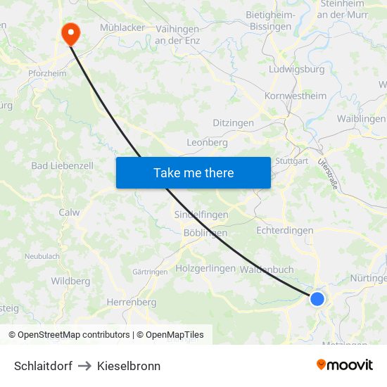 Schlaitdorf to Kieselbronn map