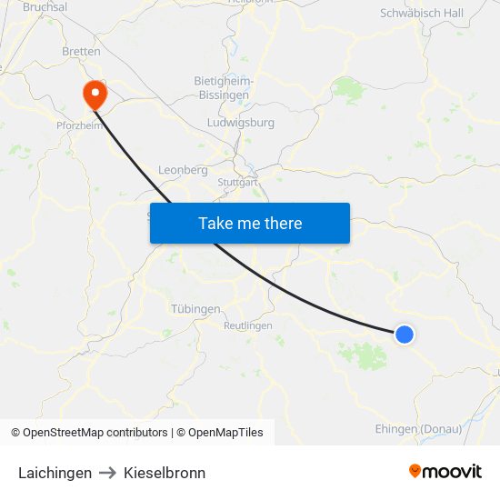 Laichingen to Kieselbronn map