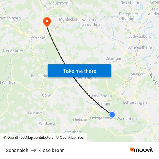 Schönaich to Kieselbronn map