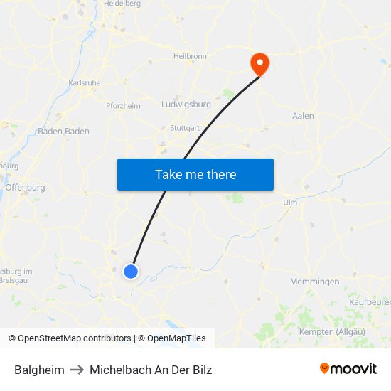 Balgheim to Michelbach An Der Bilz map