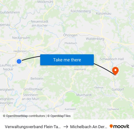 Verwaltungsverband Flein-Talheim to Michelbach An Der Bilz map