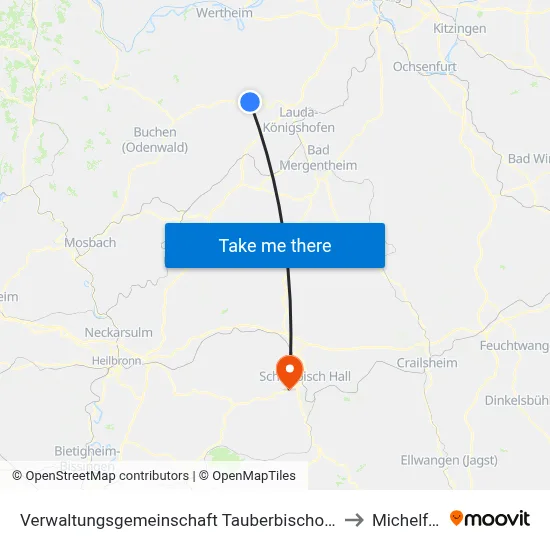 Verwaltungsgemeinschaft Tauberbischofsheim to Michelfeld map