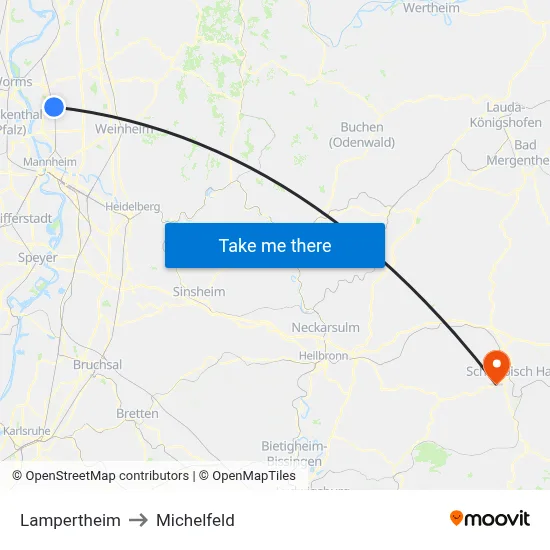 Lampertheim to Michelfeld map