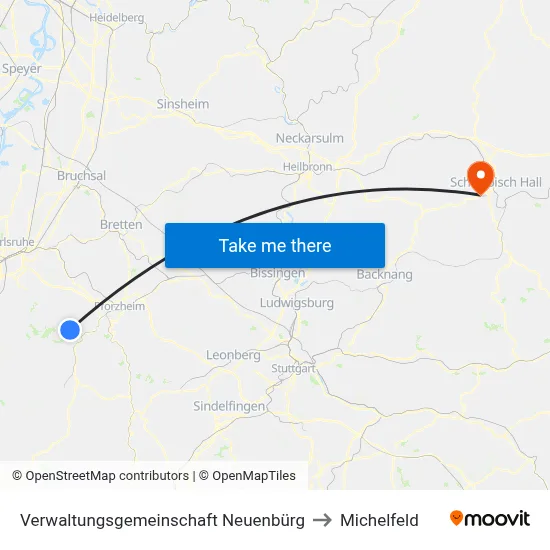 Verwaltungsgemeinschaft Neuenbürg to Michelfeld map