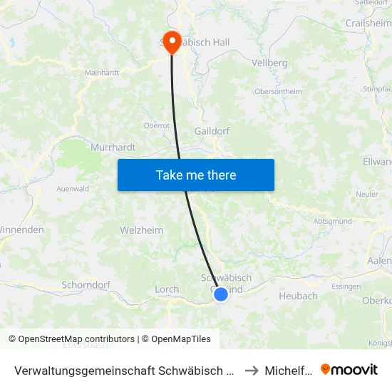 Verwaltungsgemeinschaft Schwäbisch Gmünd to Michelfeld map