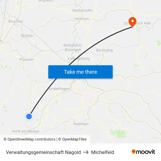 Verwaltungsgemeinschaft Nagold to Michelfeld map