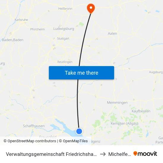 Verwaltungsgemeinschaft Friedrichshafen to Michelfeld map