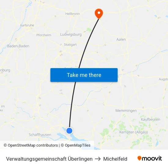 Verwaltungsgemeinschaft Überlingen to Michelfeld map