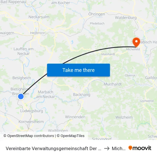 Vereinbarte Verwaltungsgemeinschaft Der Stadt Bietigheim-Bissingen to Michelfeld map