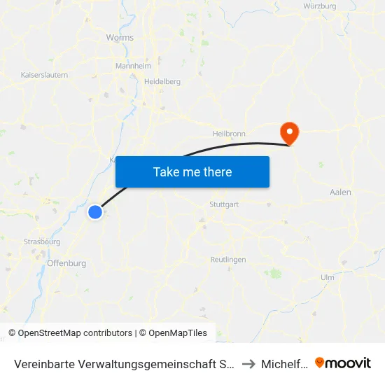 Vereinbarte Verwaltungsgemeinschaft Sinzheim to Michelfeld map