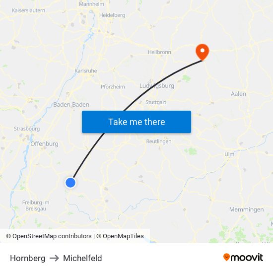 Hornberg to Michelfeld map