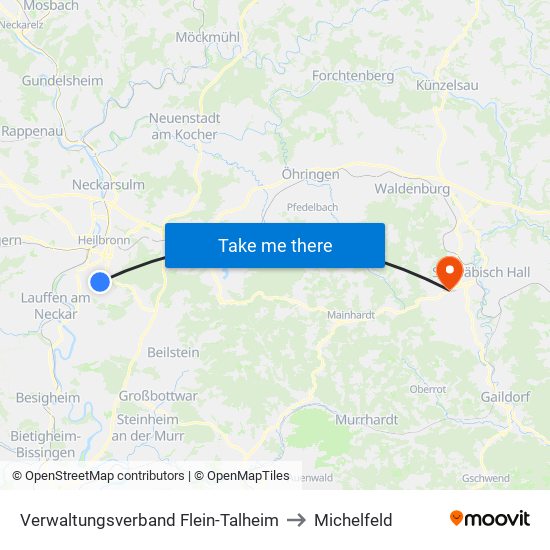 Verwaltungsverband Flein-Talheim to Michelfeld map