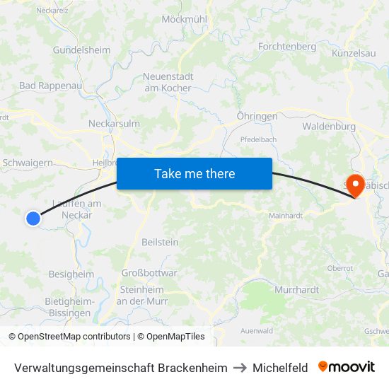 Verwaltungsgemeinschaft Brackenheim to Michelfeld map