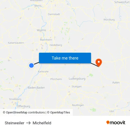 Steinweiler to Michelfeld map