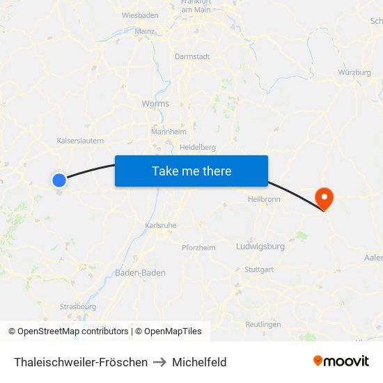 Thaleischweiler-Fröschen to Michelfeld map