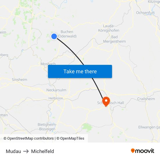 Mudau to Michelfeld map