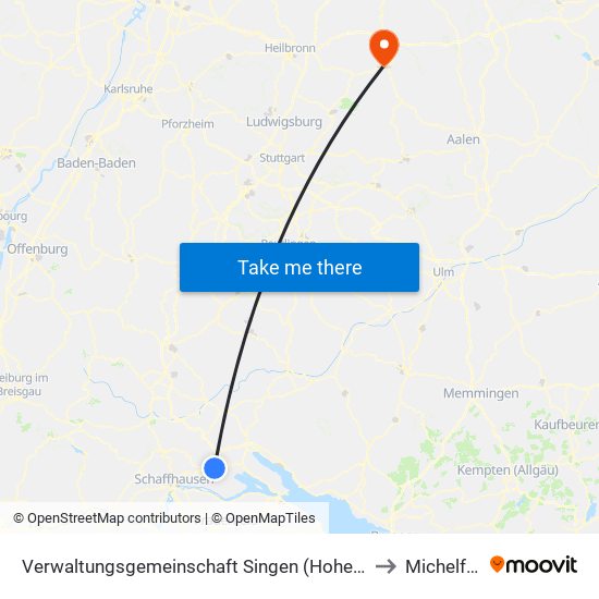 Verwaltungsgemeinschaft Singen (Hohentwiel) to Michelfeld map