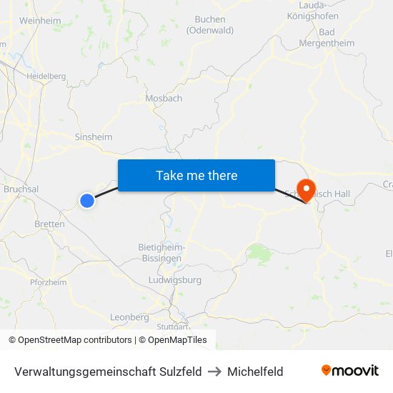 Verwaltungsgemeinschaft Sulzfeld to Michelfeld map