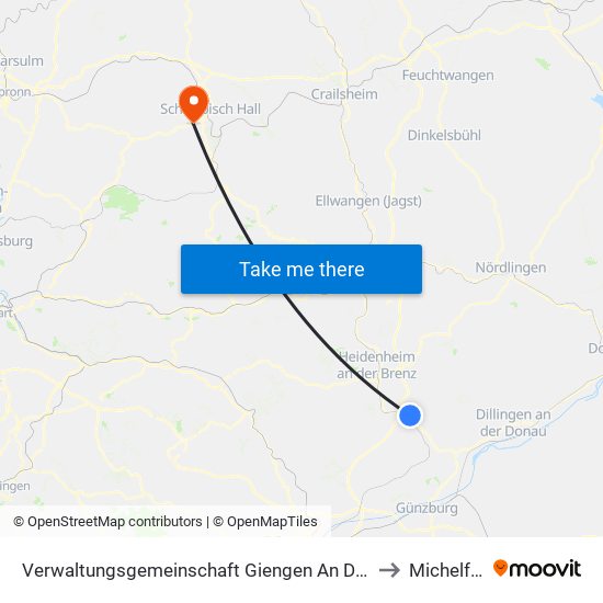 Verwaltungsgemeinschaft Giengen An Der Brenz to Michelfeld map