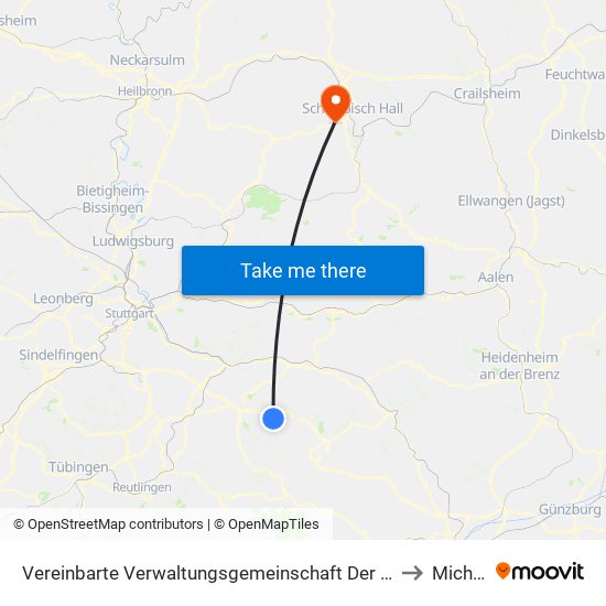 Vereinbarte Verwaltungsgemeinschaft Der Stadt Weilheim An Der Teck to Michelfeld map