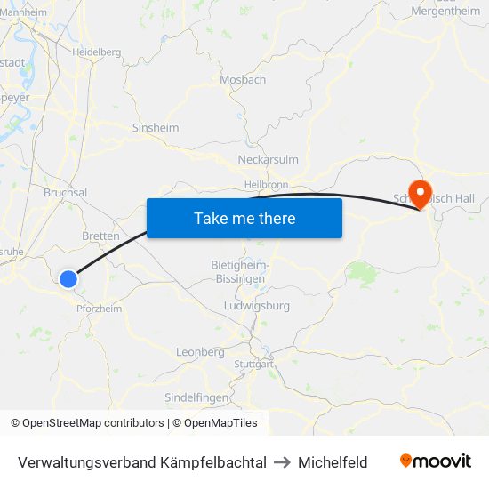 Verwaltungsverband Kämpfelbachtal to Michelfeld map