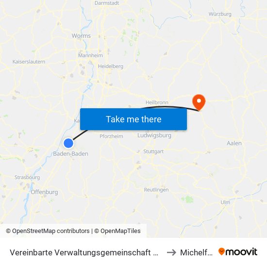 Vereinbarte Verwaltungsgemeinschaft Rastatt to Michelfeld map