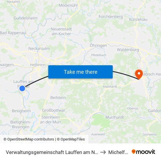 Verwaltungsgemeinschaft Lauffen am Neckar to Michelfeld map