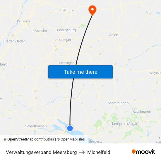 Verwaltungsverband Meersburg to Michelfeld map