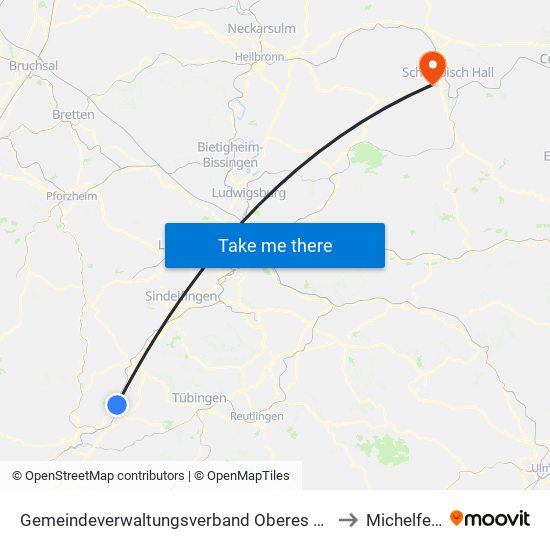 Gemeindeverwaltungsverband Oberes Gäu to Michelfeld map