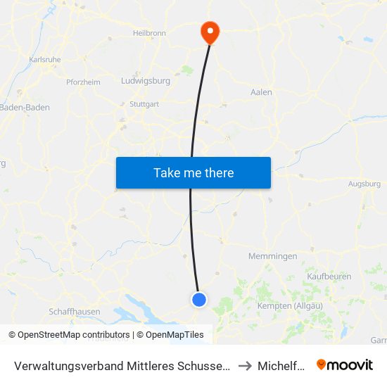 Verwaltungsverband Mittleres Schussental to Michelfeld map