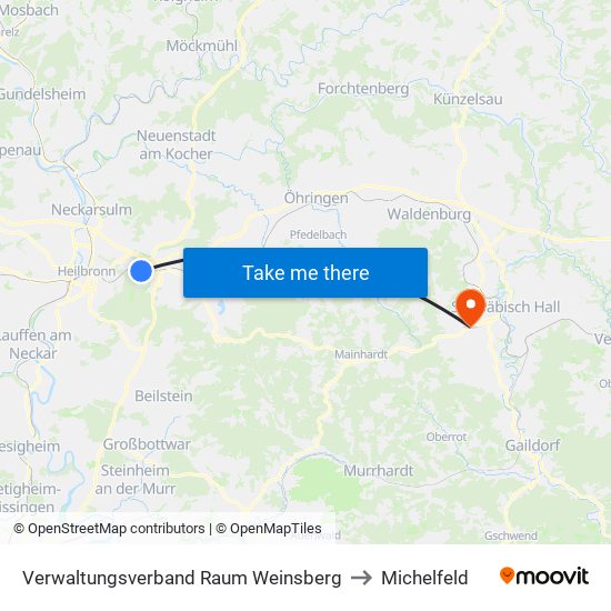 Verwaltungsverband Raum Weinsberg to Michelfeld map