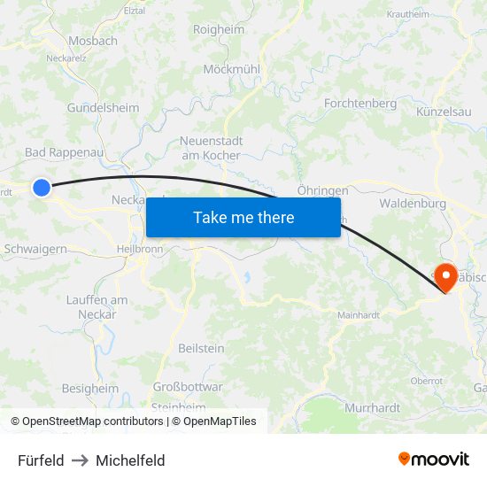 Fürfeld to Michelfeld map