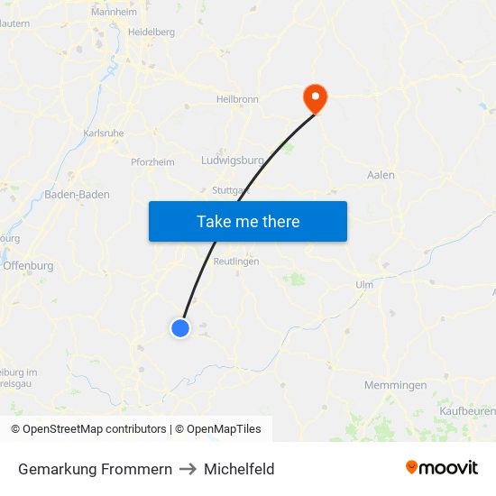 Gemarkung Frommern to Michelfeld map