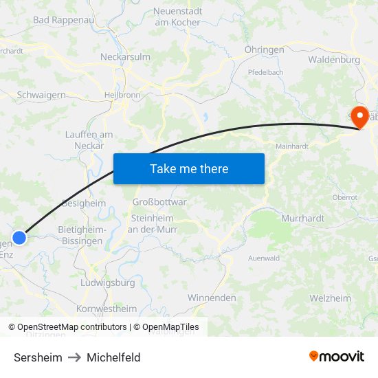 Sersheim to Michelfeld map