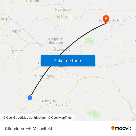 Gäufelden to Michelfeld map