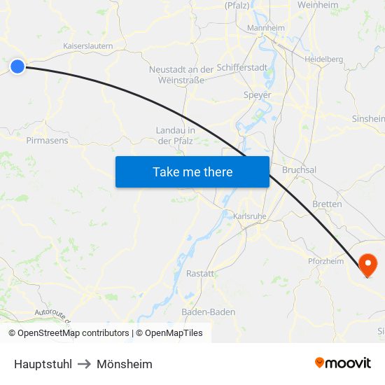 Hauptstuhl to Mönsheim map