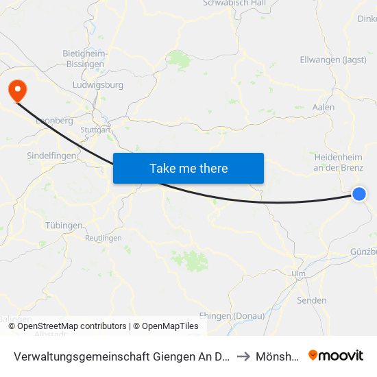 Verwaltungsgemeinschaft Giengen An Der Brenz to Mönsheim map