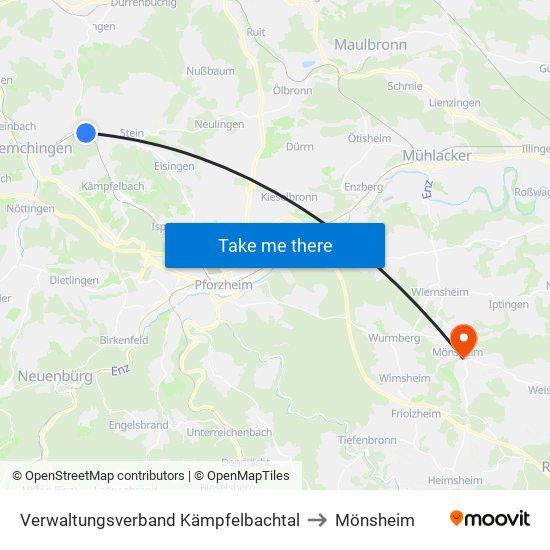 Verwaltungsverband Kämpfelbachtal to Mönsheim map