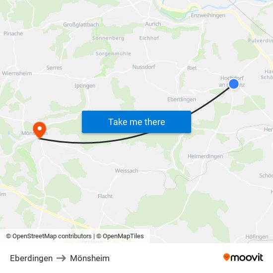 Eberdingen to Mönsheim map
