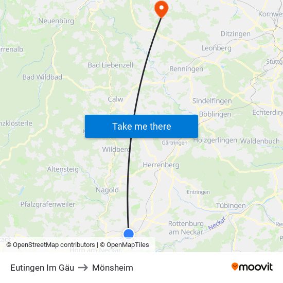 Eutingen Im Gäu to Mönsheim map